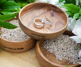 Wedding rings in wooden ring box